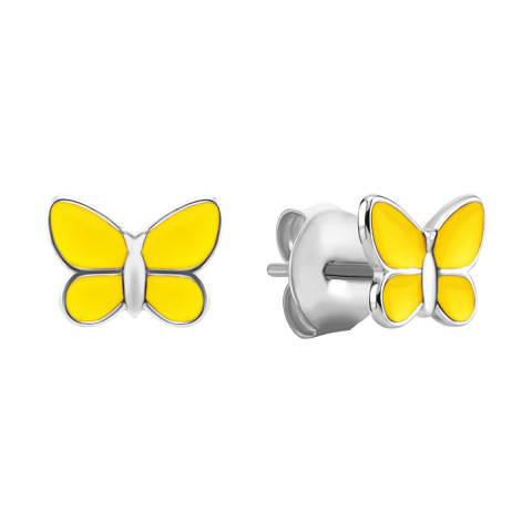 Серебряные пусеты с эмалью (B14121)