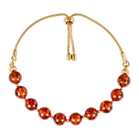 Серебряный позолоченный браслет с янтарем (B8MM-F-GP-B/20/2787)