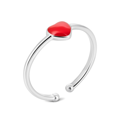 Безразмерное серебряное кольцо Сердце с эмалью (ВС-175ер)