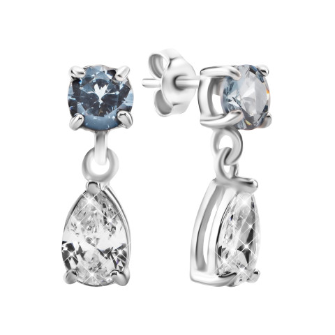 Серебряные серьги-подвески c фианитами (с1403Rh)