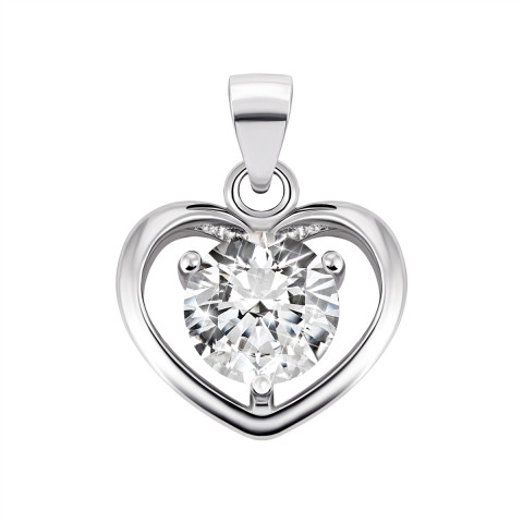 Серебряная подвеска Сердце с фианитом (PE37895-12)