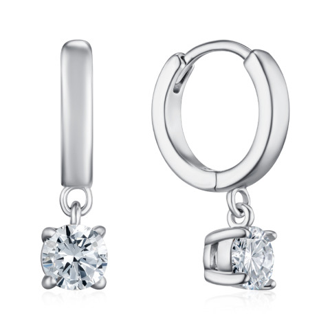 Серебряные серьги-конго с фианитом DE02302-E/12/1