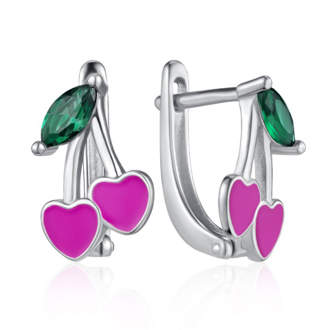 Серебряные серьги с фианитами и эмалью DE06227-E/12/4952