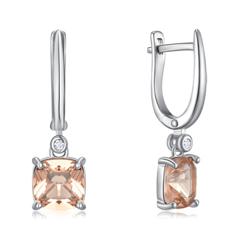 Серебряные серьги-подвески c фианитами DE06398-E/12/4909