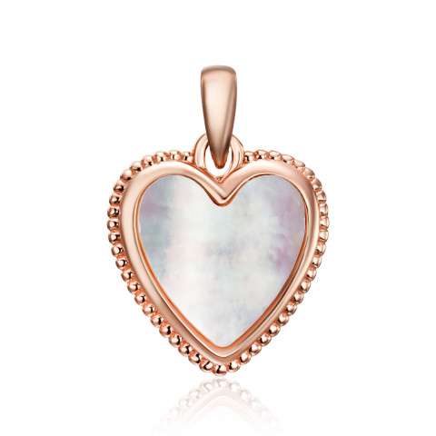 Серебряная позолоченная подвеска Сердце с перламутром (HJP-866-ROSE-P/17/4534)