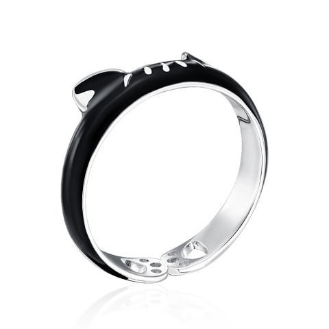 Серебряное кольцо Котик с эмалью (SZDR07785-R/12/967)