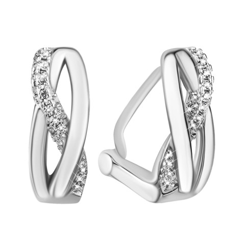 Серебряные серьги с фианитами (E38444-W)