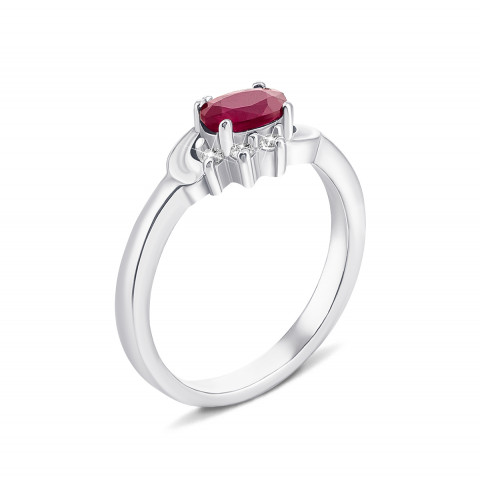 Серебряное кольцо с рубином и фианитами (Тд0038/руб-R)