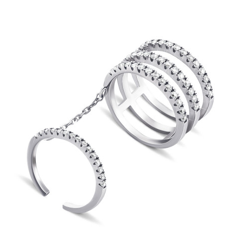 Фаланговое серебряное кольцо с фианитами (10099)