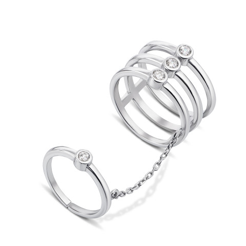 Фаланговое серебряное кольцо с фианитами (10103)