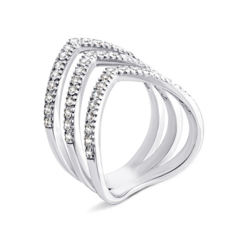 Фаланговое серебряное кольцо с фианитами (10314)