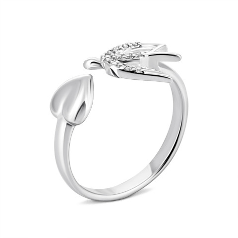 Фаланговое серебряное кольцо с фианитами (10500)