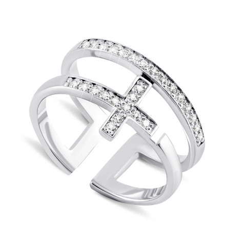 Фаланговое серебряное кольцо с фианитами (500013-Р)