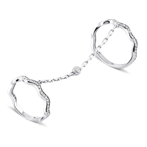 Фаланговое серебряное кольцо с фианитами (500132-Р)