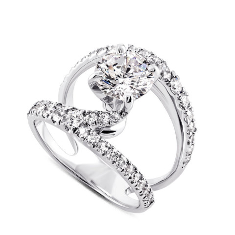 Фаланговое серебряное кольцо с фианитами (500176-Р)