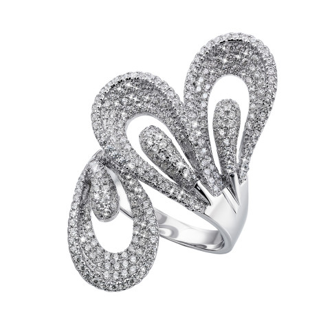 Фаланговое серебряное кольцо с фианитами (AZ01138/20)