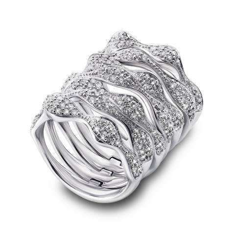 Фаланговое серебряное кольцо с фианитами (AZ01158/1)