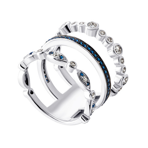 Фаланговое серебряное кольцо с фианитами (KR40387)