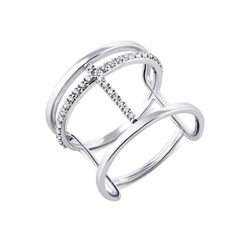 Фаланговое серебряное кольцо с фианитами (КВ2753#)
