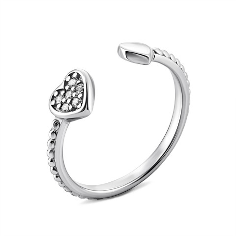 Фаланговое серебряное кольцо с фианитами (ЛК-0191р)