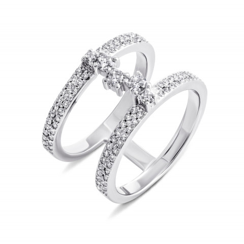 Фаланговое серебряное кольцо с фианитами (PRS2072)