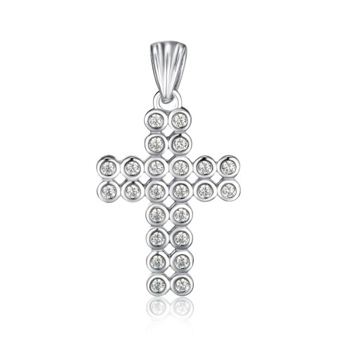Серебряный крестик с фианитами G00049-P/12/1