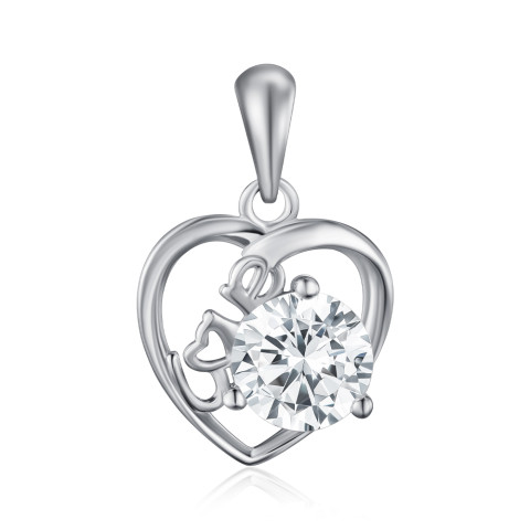 Серебряная подвеска Сердце с фианитом G00199-P/12/1