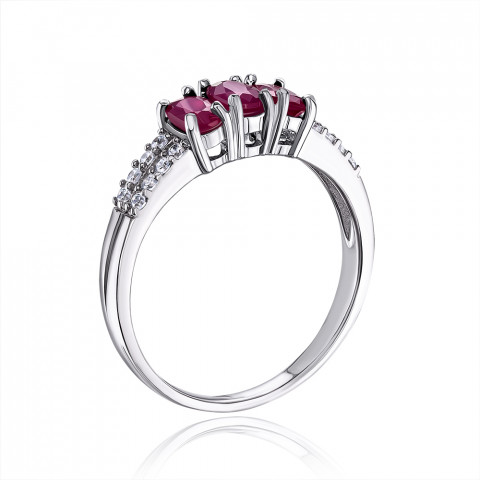 Серебряное кольцо с рубинами и фианитами. (GRE1990-R/12/9420)