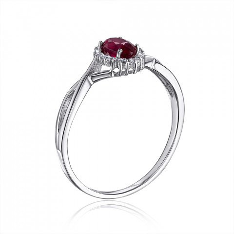 Серебряное кольцо с рубином и фианитами. Артикул GRE2996-R/12/8894