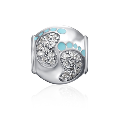 Серебряная подвеска-шарм с эмалью и фианитами (HE-1021-BL-S-P/12/1756)