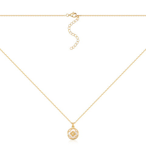 Серебряное колье с перламутром и фианитом HJN-2150-GOLD-K/20/1090