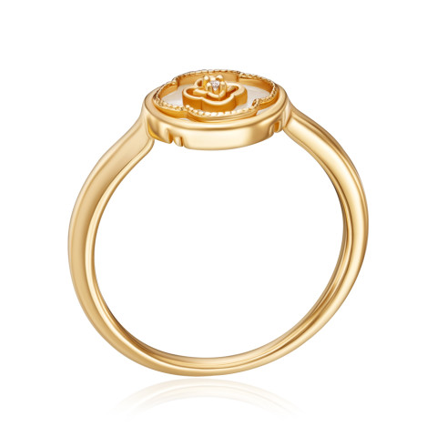 Серебряное кольцо с перламутром и фианитом HJR-2150-GOLD-R/20/1090