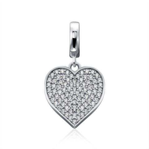 Серебряная подвеска-шарм Сердце с фианитами (HSD-2803-S-P/12/1)