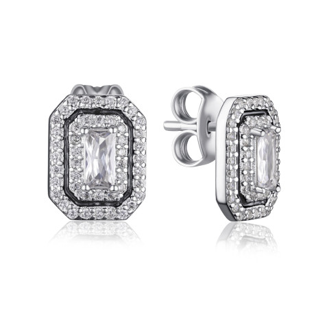 Серебряные пусеты с эмалью и фианитами JB02359-E/12/627