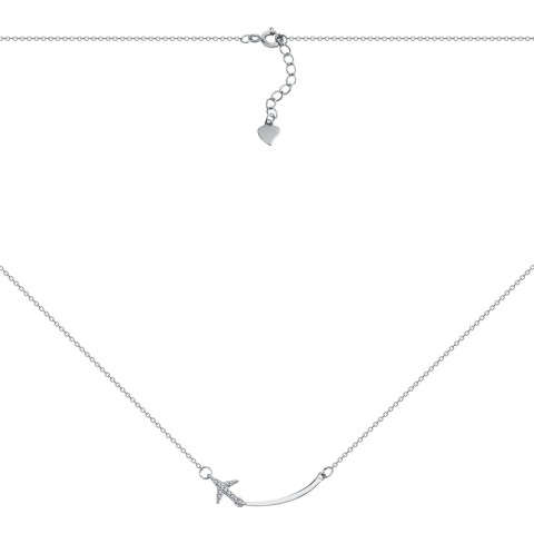 Серебряное колье Самолёт с фианитами JC02396-K/12/1