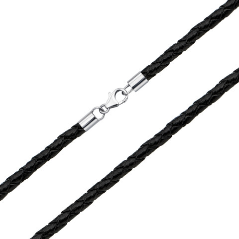 Ювелирный шнурок из кожи с серебряными вставками (1NE404731-L)