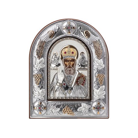 Серебряная икона Святой Николай (MA/E 3108 AX-K)