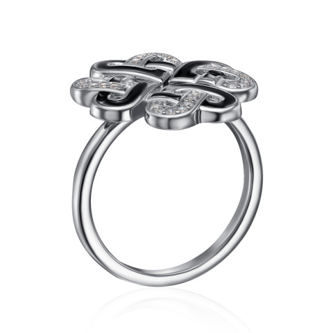 Серебряное кольцо с эмалью и фианитами (ML14360A-R/12/1676)