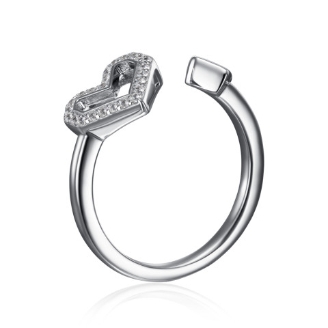Серебряное кольцо Сердце с фианитами (ML14367A-R/12/1)