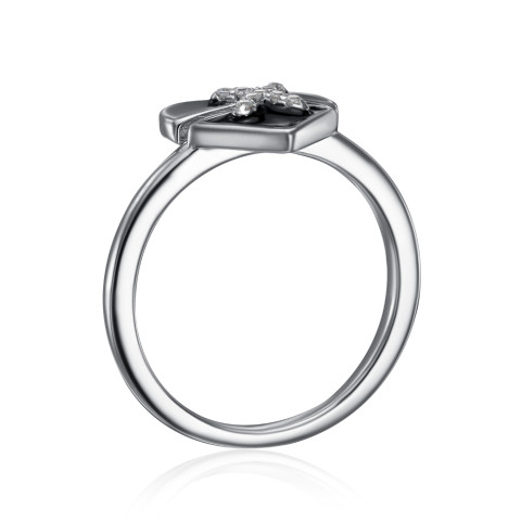 Серебряное кольцо Сердце с фианитами и эмалью (ML14370A-R/12/627)