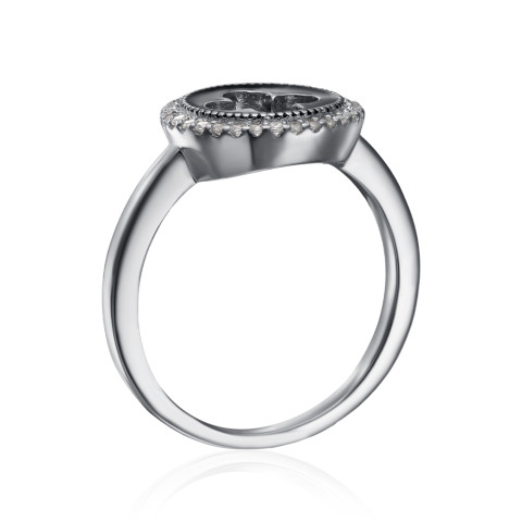 Серебряное кольцо с фианитами и эмалью (ML14421A-R/12/627)