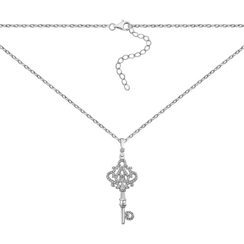 Серебряное колье Ключик с фианитами (N36491-W)