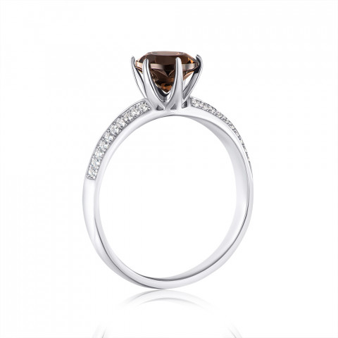Серебряное кольцо с фианитами и раухтопазом (NA-382-R/12/5510)
