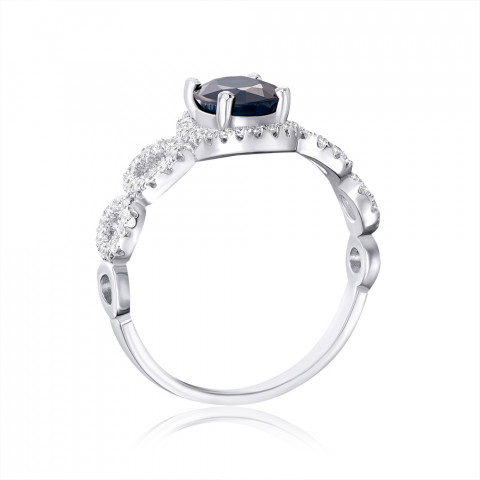 Серебряное кольцо с фианитами и сапфиром (NA397-R/12/8387)