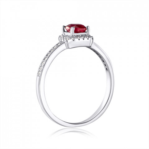 Серебряное кольцо с рубином и фианитами (NA715-R/12/8895)