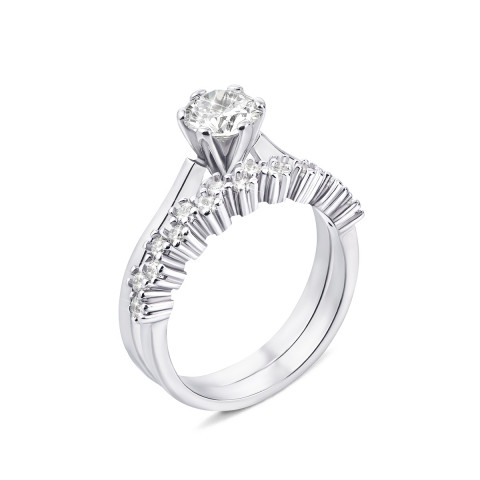 Наборное двойное серебряное кольцо с фианитами (DR0460-R)