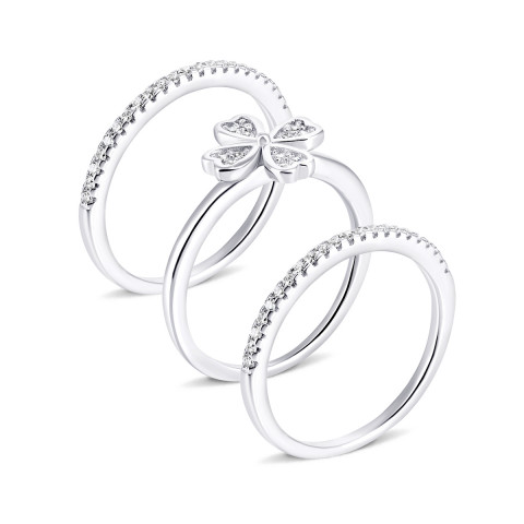 Наборное тройное серебряное кольцо с фианитами (К2Ф/1223)