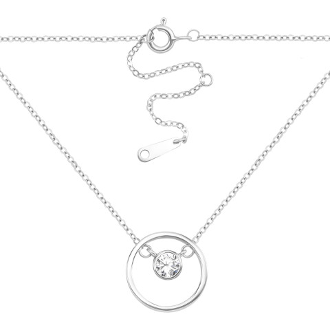 Серебряное колье с фианитом (NE33896)