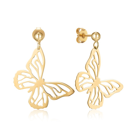 Серебряные пуссеты Бабочки с позолотой ORT_9075-E/20