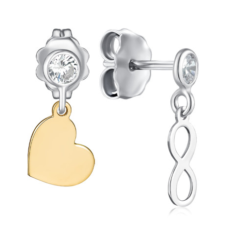 Серебряные пуссеты с фианитами ORT_9086-E/16/1